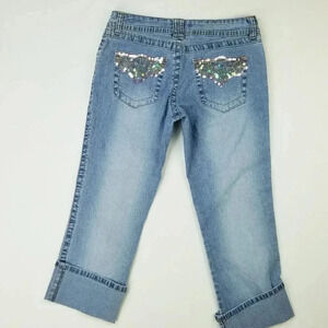 Angel's Size 9 Blue Denim Jeans Sequence Pockets